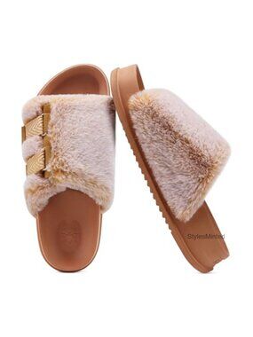 Orthotic Arch Support Slippers for Women, Fuzzy Memory Foam Slide Sandals